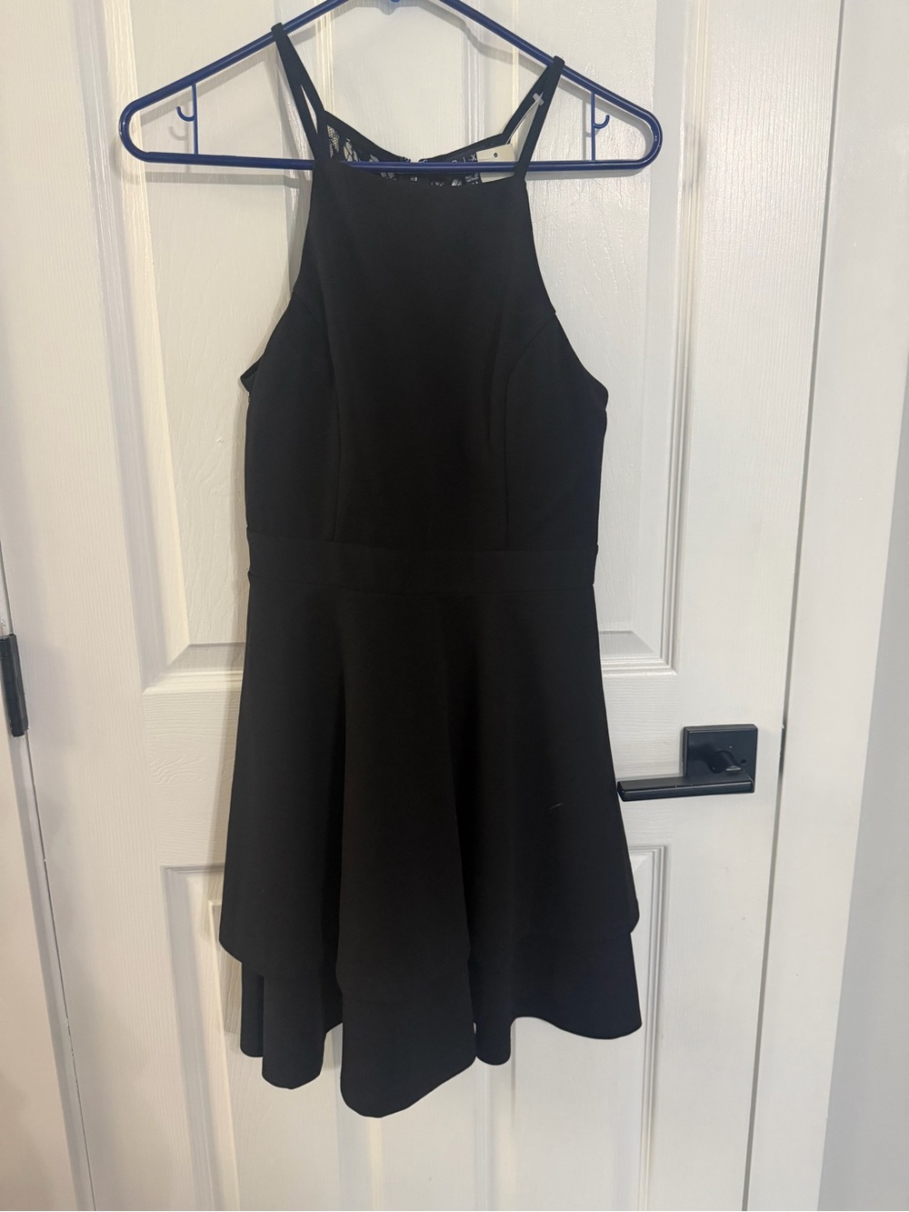 Francesca's Collections Black High-Neck Fit & Flare Mini Dress
